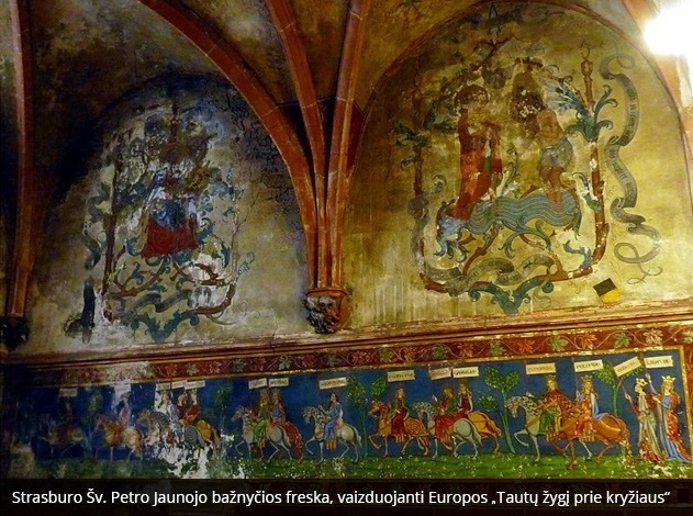 Strasburo Šv. Petro Jaunojo bažnyčios freska, vaizduojanti Europos „tautų žygį prie kryžiaus“.