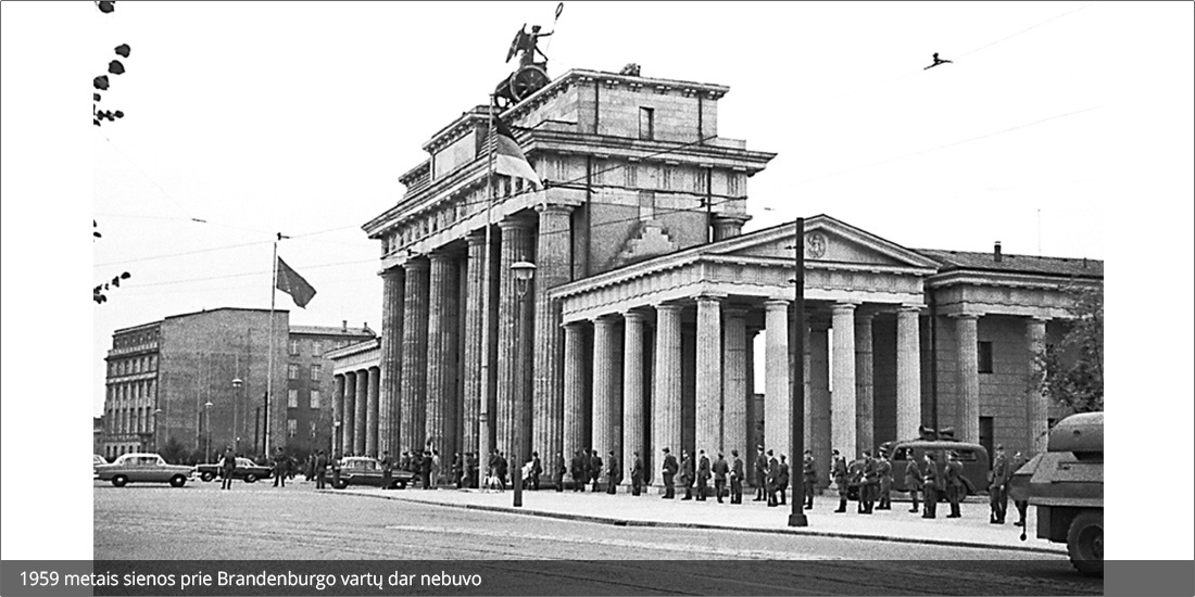 Brandenburgo vartai, 1961 m. rugpjūčio 13 diena. Tą dieną pradėta statyti Berlyno siena